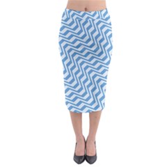 Geometric Blue Shades Diagonal Midi Pencil Skirt by Bajindul