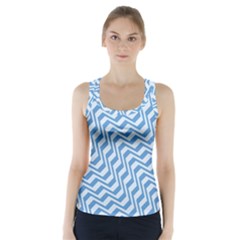 Geometric Blue Shades Diagonal Racer Back Sports Top by Bajindul