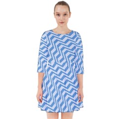 Geometric Blue Shades Diagonal Smock Dress by Bajindul