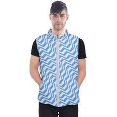 Geometric Blue Shades Diagonal Men s Puffer Vest by Bajindul