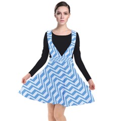 Geometric Blue Shades Diagonal Plunge Pinafore Dress