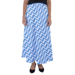 Geometric Blue Shades Diagonal Flared Maxi Skirt by Bajindul