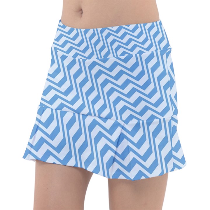 Geometric Blue Shades Diagonal Tennis Skirt