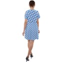 Geometric Blue Shades Diagonal Short Sleeve Shoulder Cut Out Dress  View2