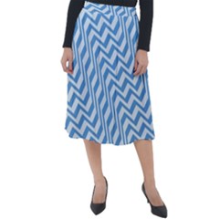 Geometric Blue Shades Diagonal Classic Velour Midi Skirt  by Bajindul