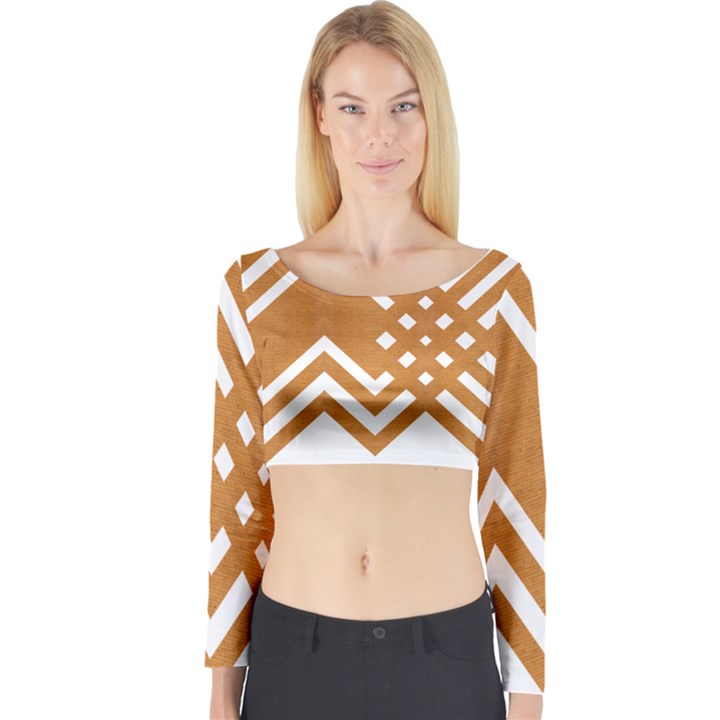 Wood Zigzag Texture Long Sleeve Crop Top