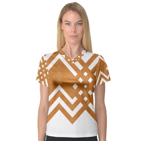 Wood Zigzag Texture V-neck Sport Mesh Tee by Bajindul