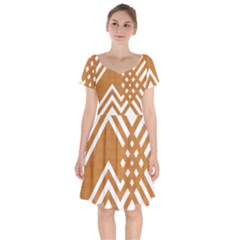 Wood Zigzag Texture Short Sleeve Bardot Dress by Bajindul