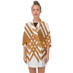 Wood Zigzag Texture Half Sleeve Chiffon Kimono by Bajindul