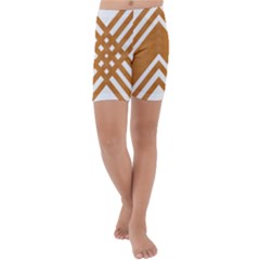 Wood Zigzag Texture Kids  Lightweight Velour Capri Yoga Leggings by Bajindul