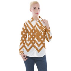 Wood Zigzag Texture Women s Long Sleeve Pocket Shirt