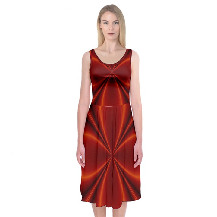 Abstract Background Design Red Midi Sleeveless Dress