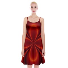 Abstract Background Design Red Spaghetti Strap Velvet Dress by Sudhe