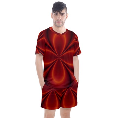 Abstract Background Design Red Men s Mesh Tee And Shorts Set by Sudhe