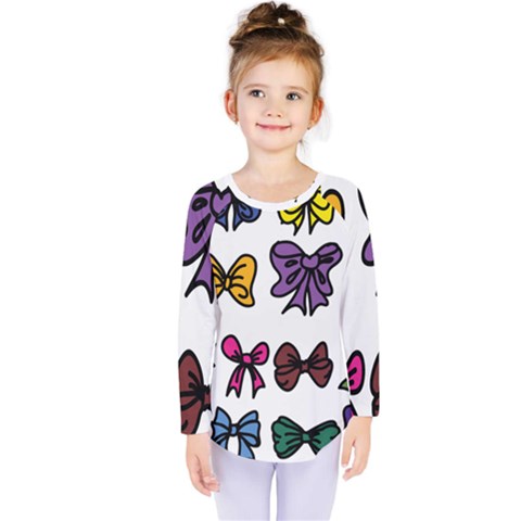 Bows Cartoon Ribbon Kids  Long Sleeve Tee by Bajindul