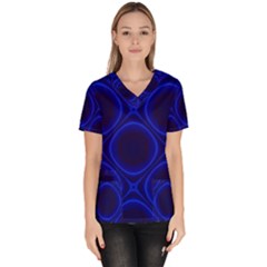 Abstract Background Design Blue Black Women s V-neck Scrub Top by Sudhe