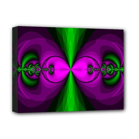 Abstract Artwork Fractal Background Green Purple Deluxe Canvas 16  X 12  (stretched) 