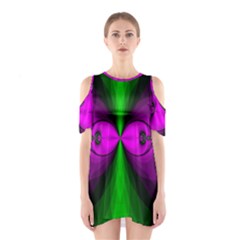 Abstract Artwork Fractal Background Green Purple Shoulder Cutout One Piece Dress by Sudhe