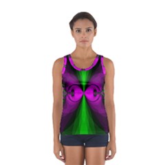 Abstract Artwork Fractal Background Green Purple Sport Tank Top  by Sudhe