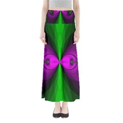 Abstract Artwork Fractal Background Green Purple Full Length Maxi Skirt by Sudhe