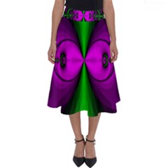 Abstract Artwork Fractal Background Green Purple Perfect Length Midi Skirt by Sudhe