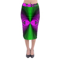 Abstract Artwork Fractal Background Green Purple Midi Pencil Skirt by Sudhe