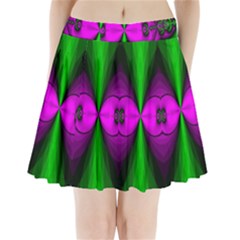 Abstract Artwork Fractal Background Green Purple Pleated Mini Skirt by Sudhe