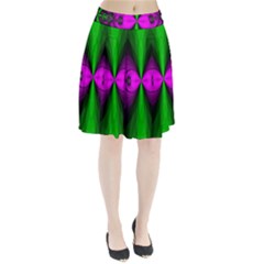 Abstract Artwork Fractal Background Green Purple Pleated Skirt by Sudhe