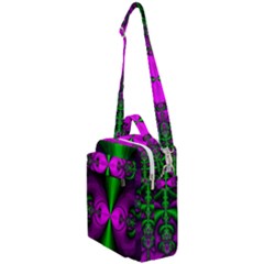 Abstract Artwork Fractal Background Green Purple Crossbody Day Bag