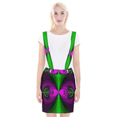 Abstract Artwork Fractal Background Green Purple Braces Suspender Skirt by Sudhe