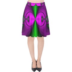 Abstract Artwork Fractal Background Green Purple Velvet High Waist Skirt by Sudhe