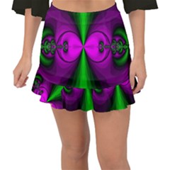 Abstract Artwork Fractal Background Green Purple Fishtail Mini Chiffon Skirt by Sudhe