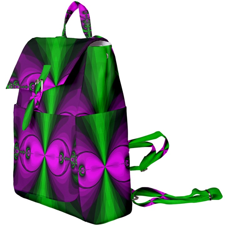 Abstract Artwork Fractal Background Green Purple Buckle Everyday Backpack