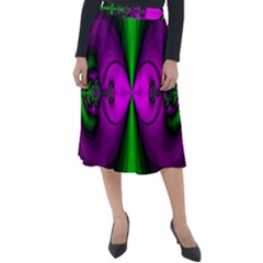 Abstract Artwork Fractal Background Green Purple Classic Velour Midi Skirt  by Sudhe