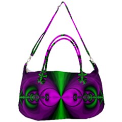 Abstract Artwork Fractal Background Green Purple Removal Strap Handbag by Sudhe