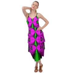 Abstract Artwork Fractal Background Green Purple Layered Bottom Dress