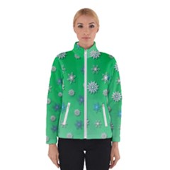 Snowflakes Winter Christmas Green Winter Jacket by HermanTelo