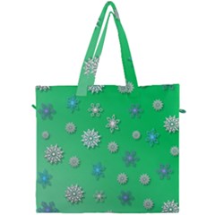 Snowflakes Winter Christmas Green Canvas Travel Bag by HermanTelo