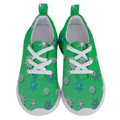 Snowflakes Winter Christmas Green Running Shoes by HermanTelo