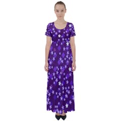 Ross Pattern Square High Waist Short Sleeve Maxi Dress