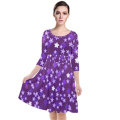 Ross Pattern Square Quarter Sleeve Waist Band Dress