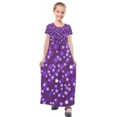 Ross Pattern Square Kids  Short Sleeve Maxi Dress by HermanTelo