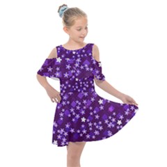 Ross Pattern Square Kids  Shoulder Cutout Chiffon Dress