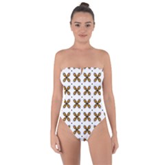 Pattern Orange Tie Back One Piece Swimsuit