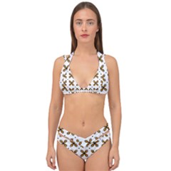 Pattern Orange Double Strap Halter Bikini Set