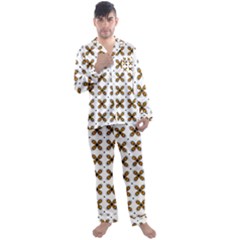 Pattern Orange Men s Satin Pajamas Long Pants Set