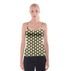 Pattern Flowers White Green Spaghetti Strap Top