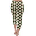 Pattern Flowers White Green Capri Winter Leggings  View4