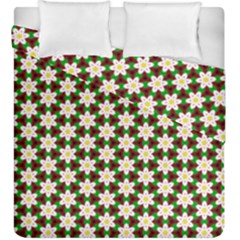 Pattern Flowers White Green Duvet Cover Double Side (king Size)