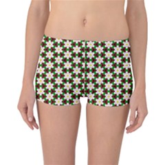 Pattern Flowers White Green Reversible Boyleg Bikini Bottoms